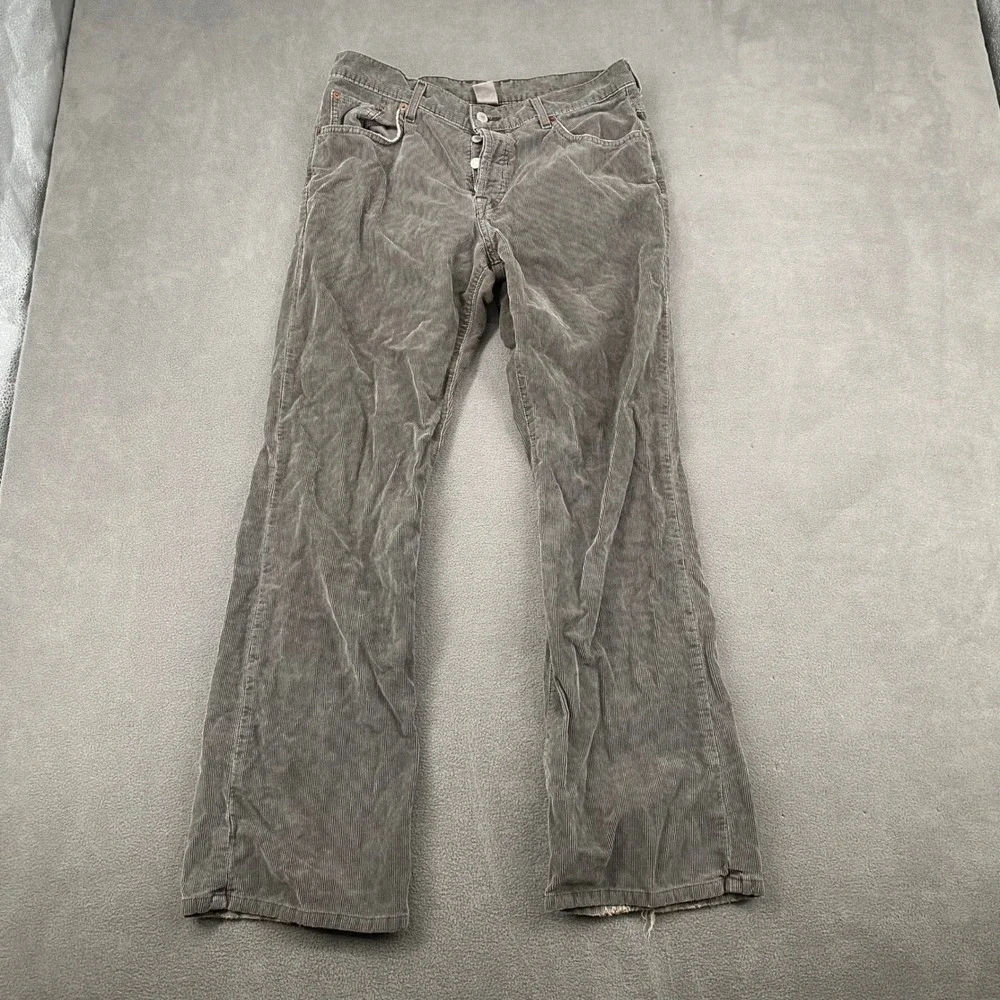 VTG Lucky Brand Dungarees Corduroy Pants Made in USA Grey Brown Button Fly 12/31